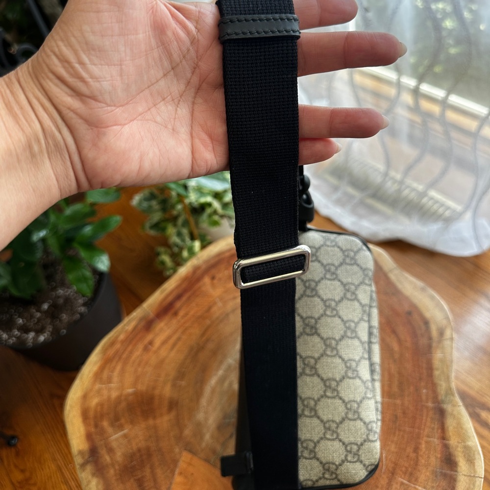 Gucci GG Supreme Belt Bag Black Leather Canvas Crossbody Waist Bag Unisex - Picture 17 of 17